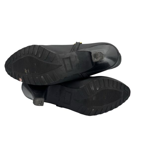 R.O.C. Vintage Black Nylon Mid Calf Faux Fur Pointed Toe Cone Heel Pull On Boots - Picture 12 of 12